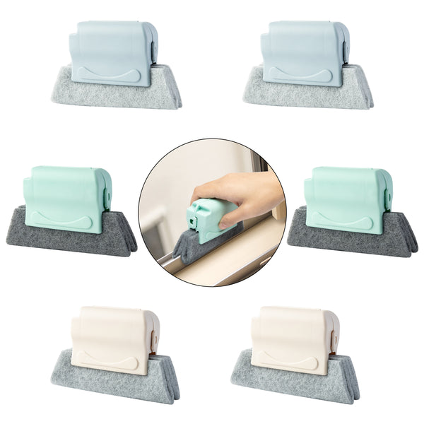 OSNIE 6 Packs of Window Groove Cleaning Brushes, Creative Handheld Crevice Cleaner Tools, Multipurpose Slot Brush Fixed Slide Angle Brush Head for Cleaning Door Window Track Gap Corners (Multicolored)