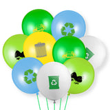 OSNIE 50Pcs Garbage Truck Balloons 12Inch Assorted Color Recycling Latex Balloons Bouquet with Ribbons Garbage Truck Themed Party Decorations for Birthday Party Environmental Activity Green Initiatives