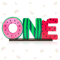 OSNIE Watermelon One Letter Sign Wooden Table Centerpieces One in a Melon Party Decorations for Baby Boys Girls Summer Fruit Watermelon Theme 1st Birthday Milestone Baby Shower Cake Smash Photo Props