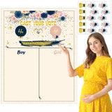 OSNIE Floral Gender Reveal Party Games Navy and Blush Cast Your Vote Poster with Voting Stickers for Team Boy or Team Girl He or She Baby Gender Reveal Party Supplies Baby Gender Announcements Ideas