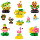 OSNIE 12Pcs Hawaiian Luau Honeycomb Centerpieces Table Topper Summer Tropical Aloha Flamingo Palm Tree Theme Party Supplies Table Decorations Hawaii Party Favors Photo Booth Props for Kid’s Birthday