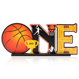 OSNIE Basketball One Letter Sign Wooden Table Centerpieces First 1st Birthday Party Decorations for Baby Boys Girls One Year Old Sports Theme 1st Birthday Milestone Baby Shower Cake Smash Photo Props