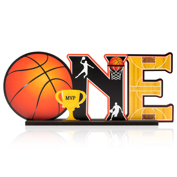 OSNIE Basketball One Letter Sign Wooden Table Centerpieces First 1st Birthday Party Decorations for Baby Boys Girls One Year Old Sports Theme 1st Birthday Milestone Baby Shower Cake Smash Photo Props