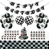 OSNIE Motorcycle Birthday Party Decorations Supplies Kit - Checkered Racing Foil Latex Balloons, Pre-Strung Banner, Cake Toppers, Table Cover, Super Motocross Themed Party Supplies for Boy’s Birthday