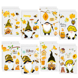 OSNIE 130 Pieces Honey Bee Gnome Stickers Décor Sunflower Honey Jar Bumblebee Mushroom Removable Window Stickers Decals for Home Office Birthday Anniversary Party Supplies Classroom Rewards, 16 Sheets