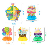 OSNIE 8Pcs Happy Birthday Honeycomb Centerpieces Table Topper Set, 3D Double-Sided Honeycomb Star Card Centerpieces with Birthday Age Stickers, Honeycomb Stand Photo Booth Props for Kid’s Birthday
