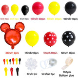 OSNIE 115Pcs Mickey Balloon Garland & Arch Kit, Mickey Theme Party Red Black Yellow Balloon for Kids Birthday Baby Shower Mickey Party Supplies Baby Shower Wedding Decoration Photo Booth Props