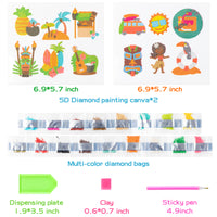 OSNIE 12 Pcs Hawaii Diamond Painting Kit 5D DIY Summer Beach Luau Diamonds Mosaic Stickers Kits for Kids and Adult Beginners, Creative Resin Rhinestone Handmade Paint by Numbers Art Craft Gifts Set