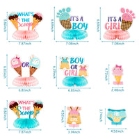 OSNIE 12Pcs Ice Cream Gender Reveal Honeycomb Centerpieces Table Topper Blue and Pink What is the Scoop Party Decorations Supplies for He or She Boy or Girl Baby Shower Pregnancy Announcements Decor