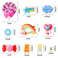 OSNIE 200 Pcs 3D Nail Charms Flatback Resin Slime Charms Mixed Gummy Bear Fake Candy Jelly Embellishments Nail Art Decoration Christmas Easter DIY Crafts for Scrapbooking Cell Phone Case Hair Clips