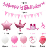 OSNIE Half Year Birthday Decorations Kit for Baby Girl- Happy 1/2 Birthday Banner, Triangle Flag Banner, Party Hat, Cake Topper, Foil Latex Balloon for 6 Months Birthday Party Baby Shower Decor(Pink)