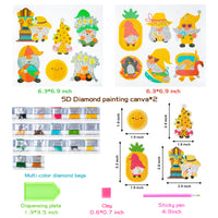OSNIE 12Pcs Summer Gnomes Diamond Painting Kit 5D DIY Summer Vacation Diamonds Mosaic Stickers Kits for Kids and Adult Beginners Creative Resin Rhinestone Handmade Paint by Numbers Art Craft Gifts Set