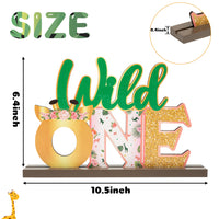 OSNIE Wild One Letter Sign Wooden Table Centerpieces Plaques First Birthday Decorations for Baby Girls Tropical Safari Jungle Animal Party Supplies for Milestone Baby Shower Decor Cake Smash Props