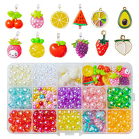 OSNIE Summer Fruit DIY Bead Jewelry Making Kit for Kids Girls Watermelon Strawberry Orange Pineapple Cherry Grape Apple Peach Avocado Charms Beads for Bracelets Rings Necklaces Beading Kits 400Pcs+