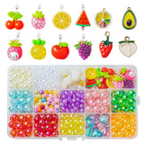 OSNIE Summer Fruit DIY Bead Jewelry Making Kit for Kids Girls Watermelon Strawberry Orange Pineapple Cherry Grape Apple Peach Avocado Charms Beads for Bracelets Rings Necklaces Beading Kits 400Pcs+