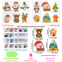 OSNIE 12Pcs Christmas 5D DIY Diamond Painting Kit for Kids Adults Beginners Santa Claus Christmas Tree Gingerbread Snowman Penguin Reindeer Gnome Mosaic Stickers Paint by Numbers Art Craft Gift Set