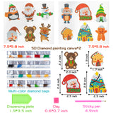 OSNIE 12Pcs Christmas 5D DIY Diamond Painting Kit for Kids Adults Beginners Santa Claus Christmas Tree Gingerbread Snowman Penguin Reindeer Gnome Mosaic Stickers Paint by Numbers Art Craft Gift Set