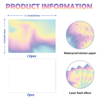 OSNIE 22 Sheets Holographic Sticker Paper for Inkjet Printer & Laser Printer A4 Size Glossy Printable Self-adhesive Waterproof Heat Transfer Vinyl Quick Dry White and Rainbow Sticker(8.3 x11.7 inch)