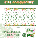 OSNIE 3Pcs Congrats GRAD Party Tablecloths Large Plastic Disposable Waterproof Rectangular Table Cover Hawaii Theme Aloha Grad Party Supplies for Class School 2023 Graduation Party Decoration, 51"×86"