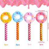 OSNIE 6Pcs Inflatable Donuts Sticks Toy Blow-Up Doughnut Lollipop Wands Candy Donuts Theme Party Supplies Summer Pool Beach Game Party Favors Decoration Swimming Floating for Kids (32 Inch Tall)
