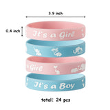 OSNIE 48 Packs of Elephant Gender Reveal Bracelets and Button Pins Set, Pink and Blue Rubber Wristbands and Metal Badge Pins for Baby Shower Team Boy Team Girl Gender Reveal Party Favors Supplies