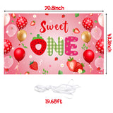 OSNIE Strawberry Sweet One Birthday Party Decorations for Baby Girl, Pink Strawberry Theme 1st Birthday Party Backdrop Banner Photography Background Summer Fruits Party Decorations for One Year Old