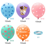 OSNIE 50Pcs Cat Latex Balloons with Ribbons 12 Inch Cartoon Kitten Print Balloons Bouquets Animal Pet Kitty Cat Meow Baby Shower Birthday Party Decorations Supplies Photo Prop for Pets Cat Lover Kids