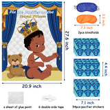 OSNIE Pin the Pacifier on the Baby Game African American Little Prince Poster with Blindfolds and Stickers Royal Prince Theme Party Supplies Family Game Activities for Kids Boys Birthday Baby Shower