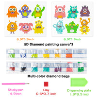 OSNIE 12 Pcs Halloween Monster 5D Diamond Painting Stickers Kit for Kids Adult Beginners Resin Rhinestone DIY Handmade Paint by Numbers Mosaic Stickers Art Crafts for Monster Themed Party Favors