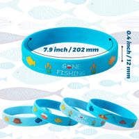 OSNIE 24Pcs Gone Fishing Themed Party Favors Silicone Bracelets Non-Toxic Hypoallergenic Lightweight Stretch Rubber Wristbands Under the Sea Ocean life Party Supplies Prize Rewards Gift for Kids