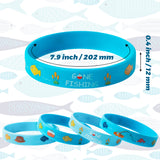 OSNIE 24Pcs Gone Fishing Themed Party Favors Silicone Bracelets Non-Toxic Hypoallergenic Lightweight Stretch Rubber Wristbands Under the Sea Ocean life Party Supplies Prize Rewards Gift for Kids