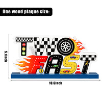 OSNIE Two Fast Wooden Table Centerpieces Let’s Go Racing Party Decoration Race Car Checkered Theme 2nd Birthday Milestone Baby Shower Table Topper Cake Smash Photo Props for Boys Two Year Old Birthday