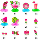 OSNIE 12Pcs Watermelon Honeycomb Centerpieces Table Toppers for Baby Girls One in a Melon Party Decor Summer Fruit Pink Watermelon 1st Party Supplies One Year Old Birthday Party Baby Shower Photo Prop