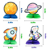 OSNIE 6 Pcs Outer Space Honeycomb Centerpieces Table Toppers, Blast Off to Outer Space Decor Solar System Galaxy Planets Rocket Themed Party Favor Supplies Photo Booth Props for Kid's Birthday
