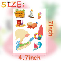OSNIE 130 Pcs Summer Beach Gnomes Stickers Décor Surf Sunglasses Vacation Scuba Diving Removable Window Stickers Decals for Home Office Birthday Anniversary Party Supplies Classroom Rewards, 16 Sheets