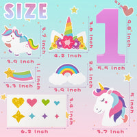 OSNIE Unicorn Theme First Birthday Number One Wood Sign Unicorn Party Decor Freestanding Number 1 Standing Sign Centerpieces with Stickers Cake Smash Photo Prop for Baby Shower Webbing Anniversary