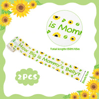 OSNIE 2 Rolls Sunflower Tummy Measuring Tape Measure Pregnant Belly Game How Big is Mommy’s Belly Measure Tape for Sunflower Theme Baby Shower Gender Reveal Party Supplies, 2 Inches x 150 Feet