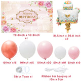 OSNIE 74Pcs Floral Theme Birthday Decoration Supplies Kit , Rose Gold Pink Balloon Arch Garland Happy Birthday Backdrop Banner Cake-shaped Foil Balloons for Birthday Bridal Shower Baby Shower Tea Party