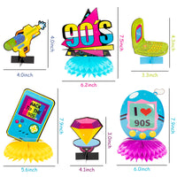 OSNIE 12Pcs 1990s Retro Themed Honeycomb Centerpieces Table Topper Hip Hop Birthday Party Decorations and Supplies Table Decors 1990s Party Favors Photo Booth Props for 90’S Themed Nostalgic Party