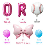 OSNIE Baseball or Bows Gender Reveal Balloons Party Decorations Supplies, Baby Blue and Pink Foil Mylar Latex Balloons Kit for Boy or Girl He or She Baby Shower Pregnancy Announcement Decor, Set of 24