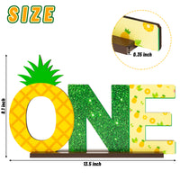 OSNIE Pineapple One Letter Sign Wooden Table Centerpieces for Baby Boys Girls Tropical Hawaiian Luau Summer Fruit Theme 1st First Birthday Party Supplies Decoration Baby Shower Cake Smash Photo Prop