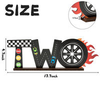 OSNIE Race Car Two Letter Sign Wooden Table Centerpiece Let’s Go Racing Checkered Theme 2nd Party Supplies Hot Wheel Decoration Milestone Cake Smash Photo Props for Kids Boys Two Years Old Birthday