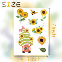 OSNIE 130Pcs Sunflower Gnomes Stickers Décor Honey Jar Bumblebee Daisies Window Stickers Summer Holidays Decals for Home Garden Office Birthday Anniversary Party Supplies Classroom Rewards, 16 Sheets