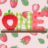 OSNIE Strawberry One Letter Sign Table Centerpieces Berry Sweet One Birthday Party Decorations for Baby Girls Summer Fruit Strawberry Theme 1st Birthday Milestone Baby Shower Cake Smash Photo Props