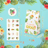 OSNIE 24Pcs Congrats GRAD Party Favors Bags with Stickers Hawaii Tropical Aloha Snacks Candy Party Supplies Summer Flowers Palm Leaves Paper Gift Bags for College Prom 2023 Celebrate Graduation Party