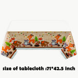 OSNIE 4 Packs of Jungle Safari Woodland Animals Party Tablecloth, Disposable Plastic Rectangular Table Covers, Wild One Zoo Themed Party Decorations Supplies for Kids Birthday Baby Shower, 71''x42.5''