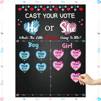 OSNIE Little Sweetheart Gender Reveal Party Games Valentines Day Cast Your Vote He or She Gender Reveal Poster with Team Boy Team Girl Stickers What Will Our Little Sweetheart Be Baby Shower Supplies