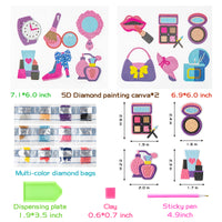 OSNIE 12Pcs 5D Makeup Cosmetics Diamond Painting Stickers Kits, Creative Resin Rhinestone Diamonds Mosaic Stickers, Handmade Digital Paint by Numbers Art Craft Gifts for Kids Adult Beginners