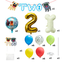 OSNIE Puppy Dog 2nd Birthday Party Decorations Supplies Kit – Gold Number 2 Foil Balloons, Latex Balloons, Pre-Assembled Banner, Felt Cake Topper, Great Puppy Dog Theme Party Supplies for Two Year Old