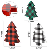 OSNIE 3 Pieces Christmas Tree Buffalo Plaid Tiered Tray Decor Xmas Freestanding Wooden Table Signs Reversible Rustic Wood Centerpiece Tabletop for Christmas Holiday Farmhouse Home Party Decorations
